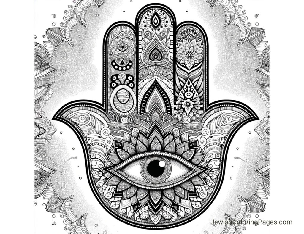 Intricate Hamsa; Adult Printable Coloring Page - Jewish Coloring Pages