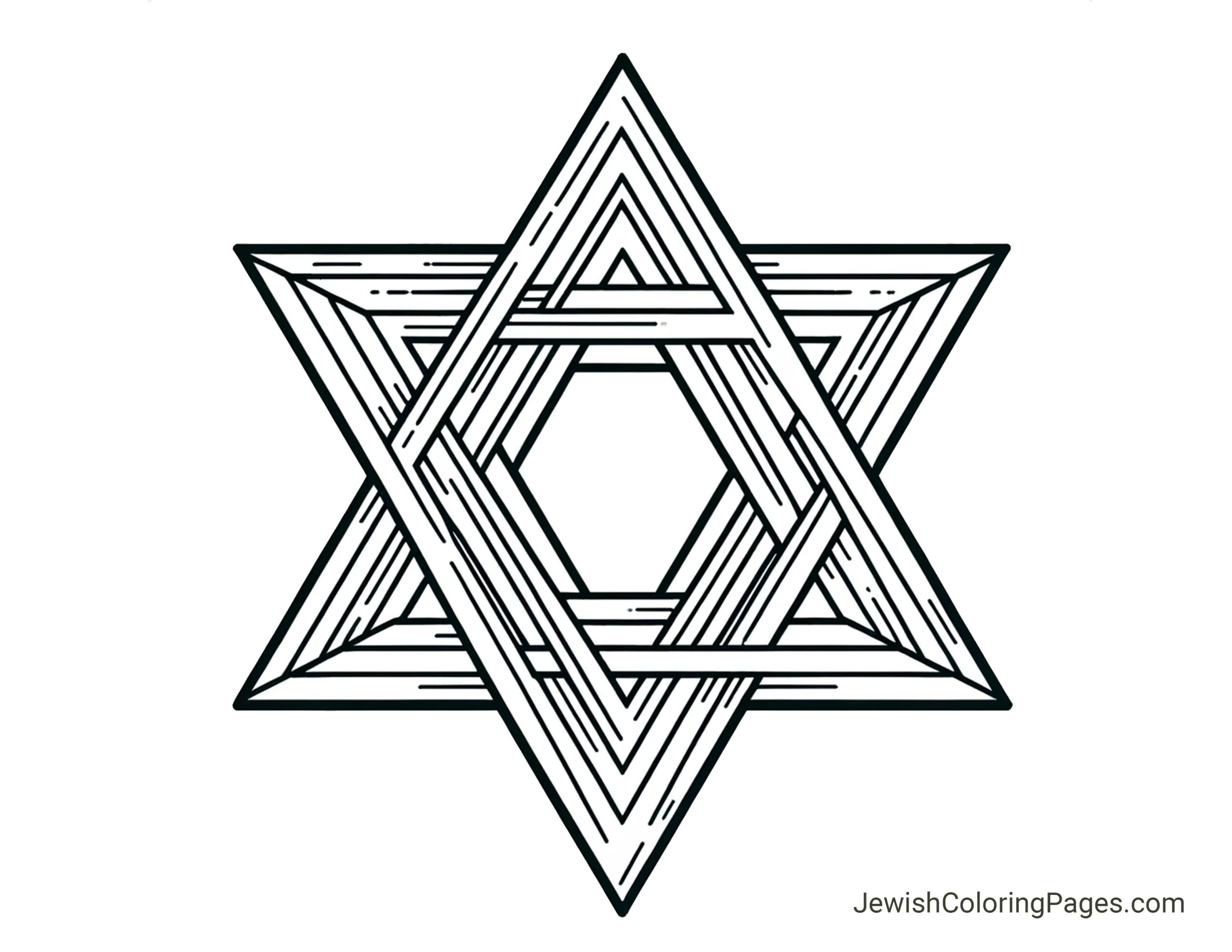 Layered Jewish Star of David coloring page