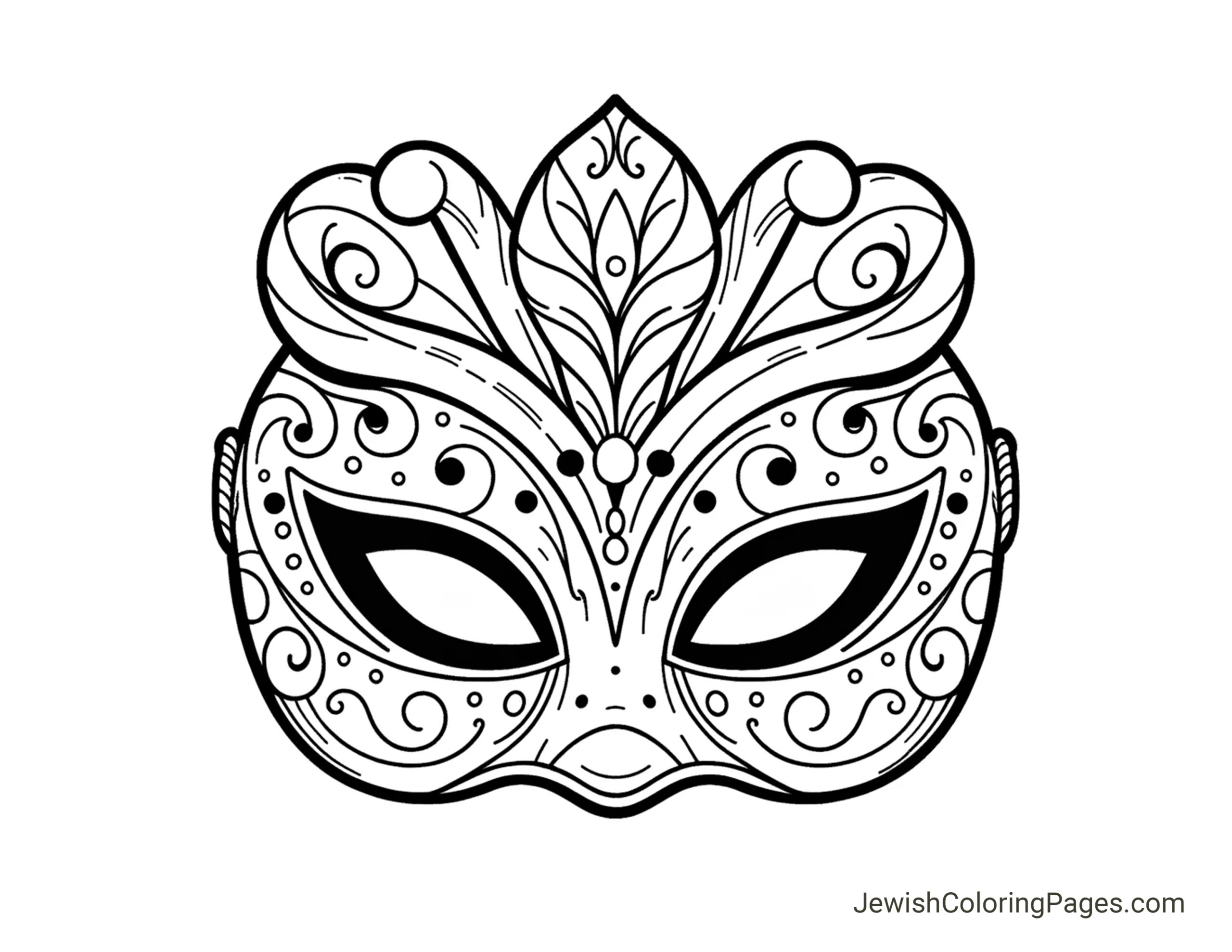 Traditional Masquerade Mask for Purim Free Printable Coloring Page copy